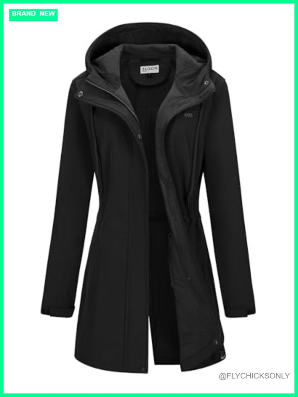 Women's Hooded Softshell Jacket Fleece Lined Waterproof Raincoat